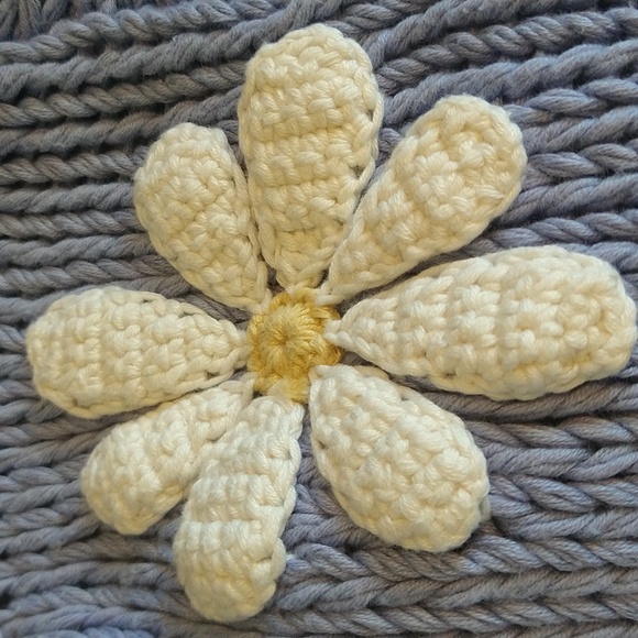 Periwinkle 3D Daisy 100% Cotton Knit Cardigan Sweater - Picture 12 of 16